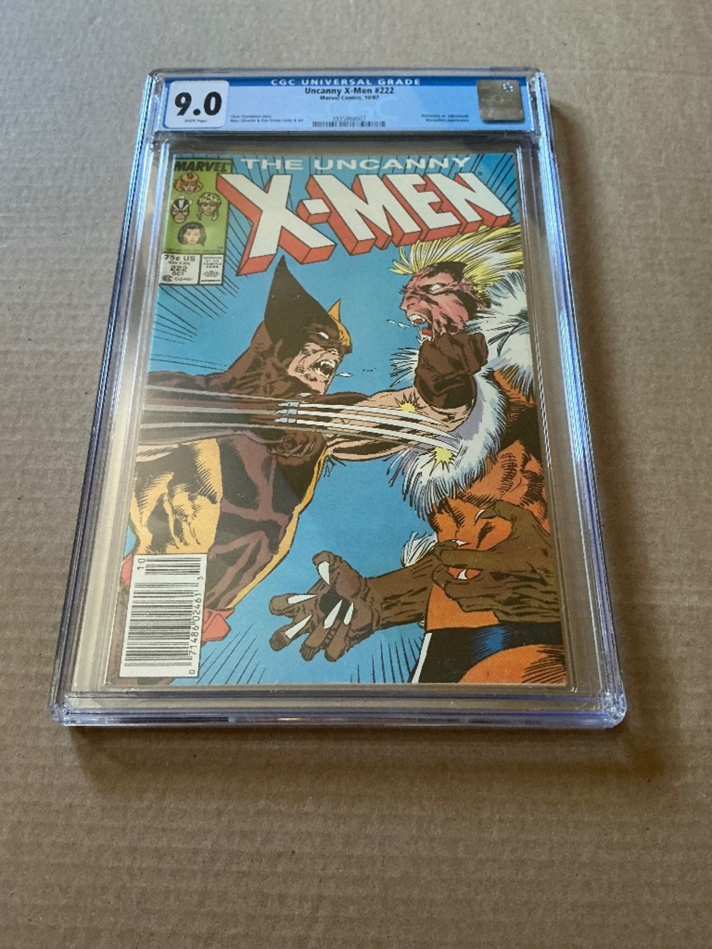 Uncanny X-Men 222 CGC 9.0 Wolverine vs Sabretooth Marauders Marvel 1987